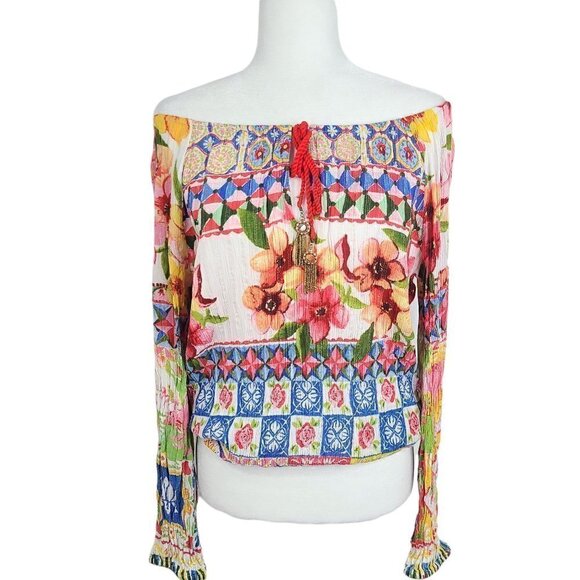 Desigual Whimsical Summer Floral Multicolored and Multiprint Blouse - Picture 5 of 13